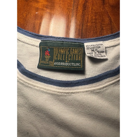 Vintage Avon Olympics Game Collection Atlanta Womens Ringer T Shirt Size M/L - Picture 2 of 6